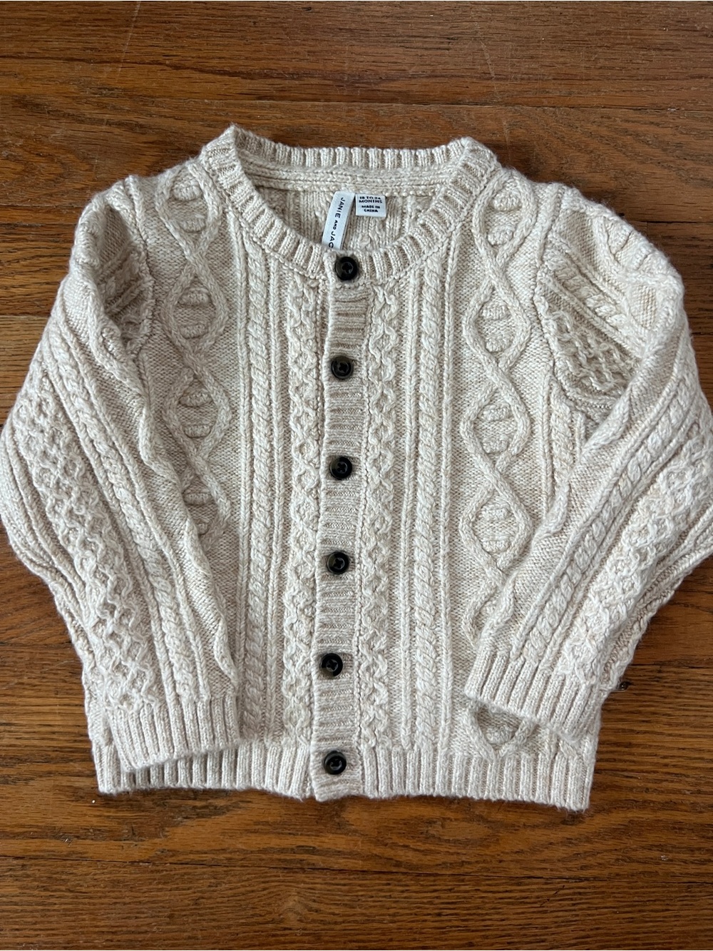 Janie and Jack Cream Cable Knit Button-Front Cardigan